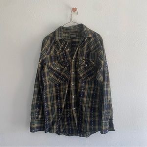 Rock River Trading green western print snap button down shirt